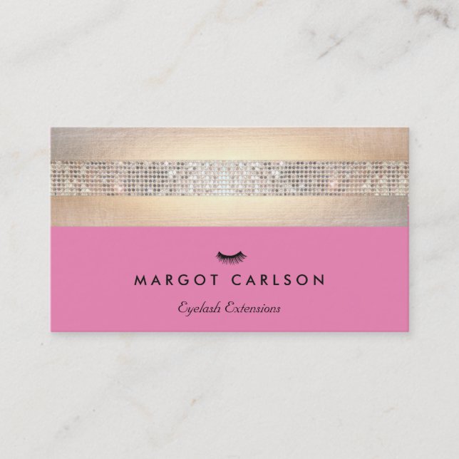 Carte De Visite Salon des extensions Sequin et Gold Pink Eyelash (Devant)