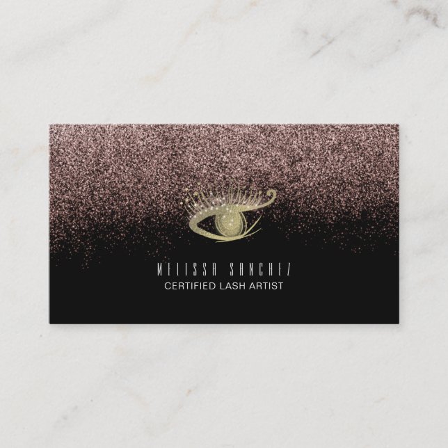 Carte De Visite Salon des Eyelashes Or Faux Noir (Devant)