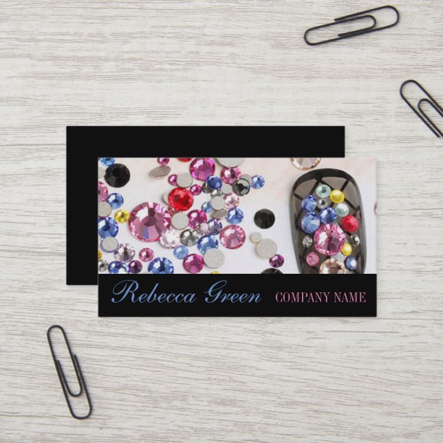 Carte De Visite salon élégant de manucure à ongles (Devant/Arrière en situation)