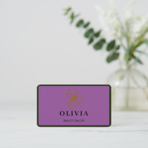 Carte De Visite Salon élégant moderne monogrammé code QR blanc Bu