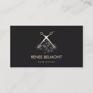 Carte De Visite Salon Gold Magpping Shears Hair Stylist Salon