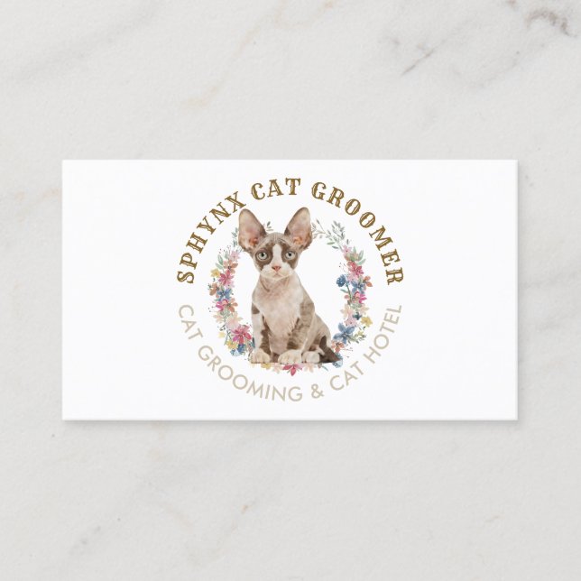 Carte De Visite Salon Grossissant Animaux Spa Sphynx Chat (Devant)