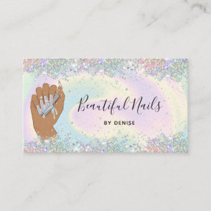Carte De Visite salon holographique ongle femme main nails technic
