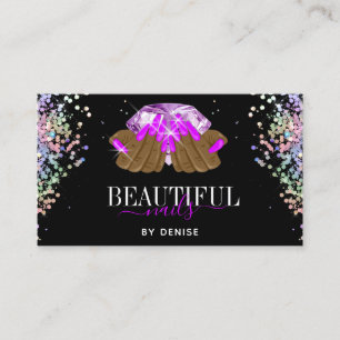 Carte De Visite salon holographique ongle femme main nails technic