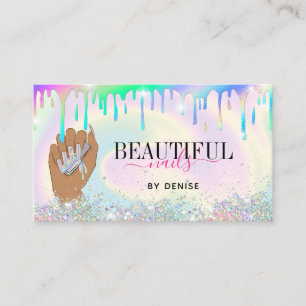 Carte De Visite salon holographique ongle femme main nails technic