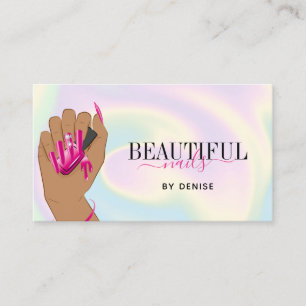 Carte De Visite salon holographique ongle femme main nails technic