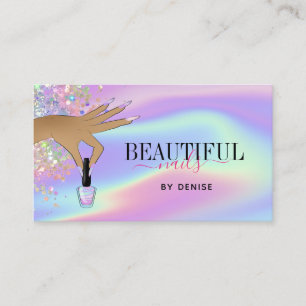 Carte De Visite salon holographique ongle femme main nails technic