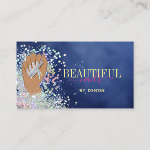 Carte De Visite salon holographique ongle femme main nails technic