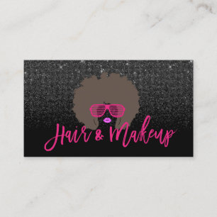 Carte De Visite Salon moderne Afro Hair Girl Hot rose Black Partie