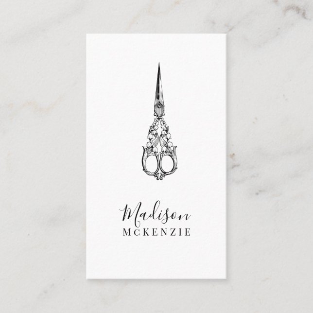 Carte De Visite Salon moderne de stylo pour cheveux à ciseaux Vint (Devant)