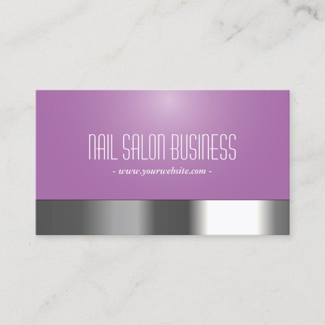 Carte De Visite Salon moderne Silver & Purple Nail (Devant)