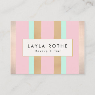 Carte De Visite Salon moderne Vintage rose, Rose Gold Stripes