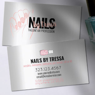 Carte De Visite Salon Nail Platinum Rose Quartz Pink Parties scint