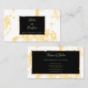 Carte De Visite Salon Noir Aquarelle Jaune