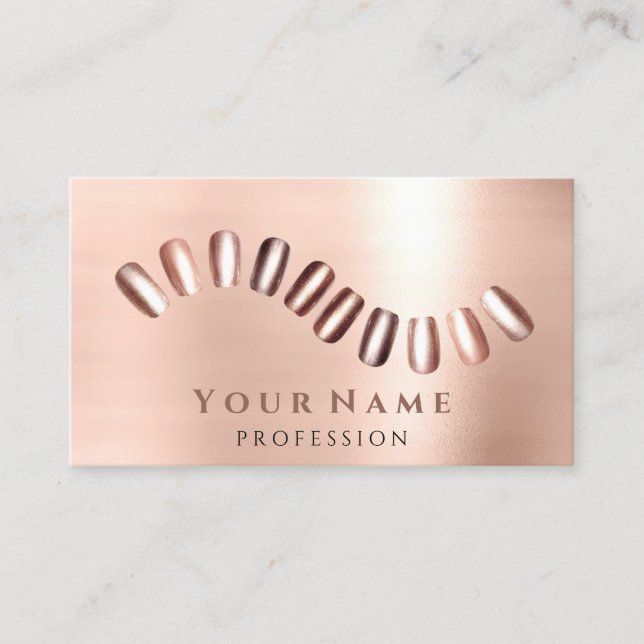 Carte De Visite Salon professionnel des ongles Manicuriste Rose Bl (Devant)