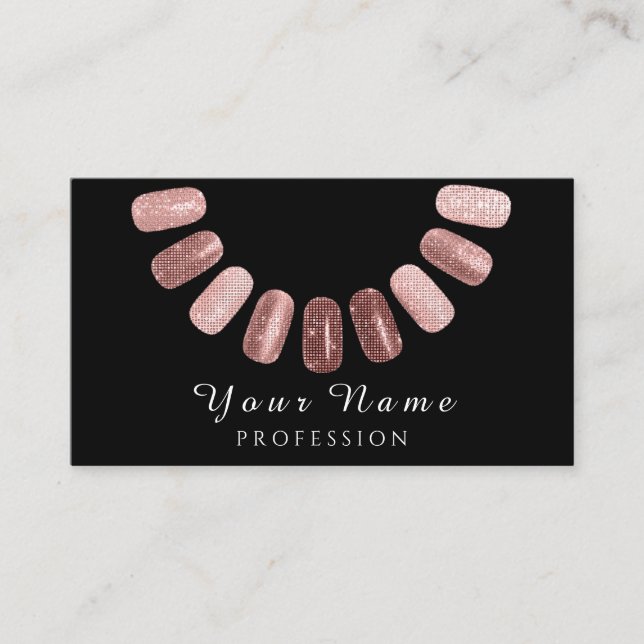 Carte De Visite Salon professionnel Nails Manicurist Rose noir (Devant)