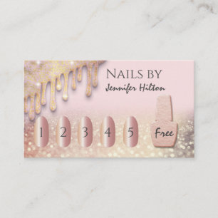 Carte De Visite Salon rose de glitterie à ongles