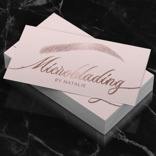 Carte De Visite Salon rose Gold Eyebrod Microblading Rose (Créateur téléchargé)