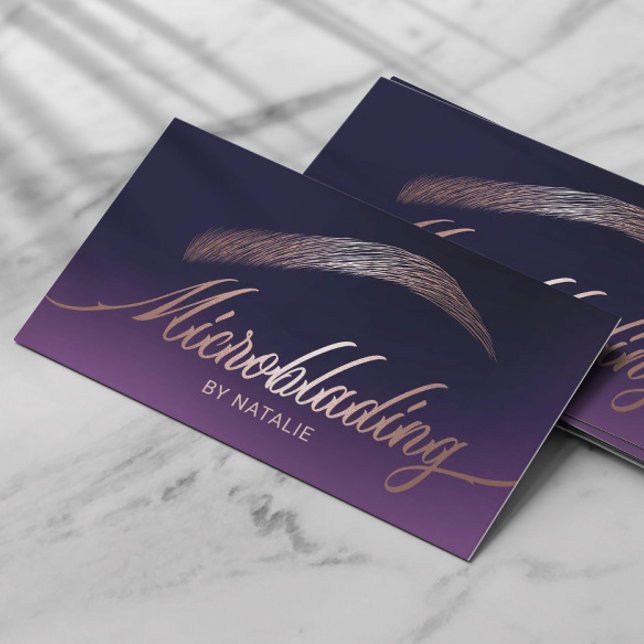 Carte De Visite Salon rose Gold Eyebrow Microblading Purple (Créateur téléchargé)