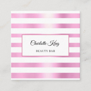 Carte de visite Salon Rose White Stripes