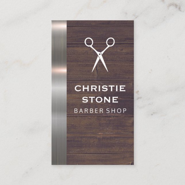 Carte De Visite Salon Shears Rustique Bois Metal Trier (Devant)