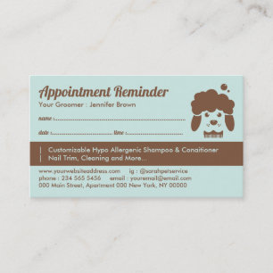 Carte De Visite Salon Spa pour animaux de compagnie Rendez-vous Gr