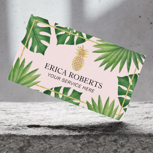 Carte De Visite Salon Spa tropical moderne Gold Pineappy Blush