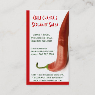 Carte De Visite Salsa chaud de poivron rouge de poivre de piment