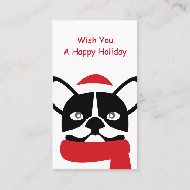 Carte De Visite Salutation de Bulldog Père Noël (Devant)