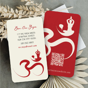 Carte De Visite Salutation vers le haut assise Yoga Om Calligraphi