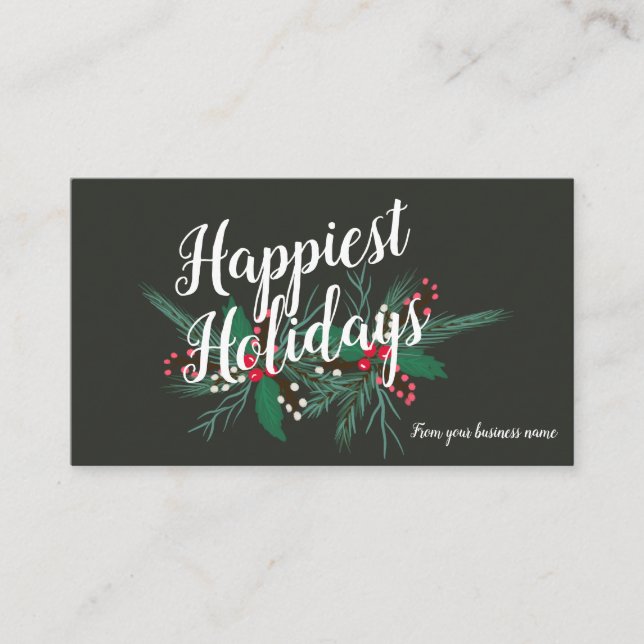 Carte De Visite Salutations corporatives mistletoe aquarelle rouge (Devant)