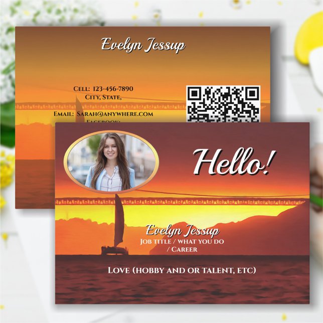 Carte De Visite San Francisco Sunset 1124 QR Code Calling Card (Créateur téléchargé)