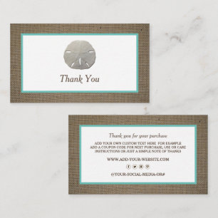 Carte De Visite Sand Dollar & Burlap Business Thank You Card