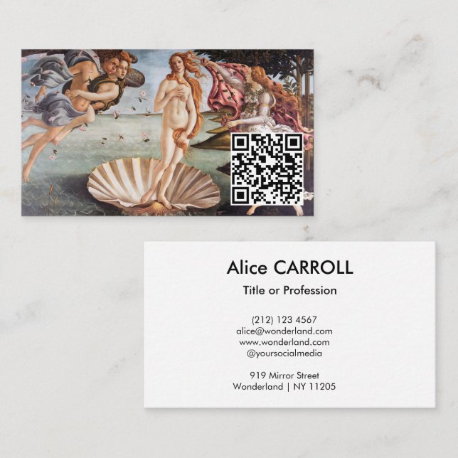 Carte De Visite Sandro Botticelli - Naissance de Vénus - Code QR (Devant / Derrière)