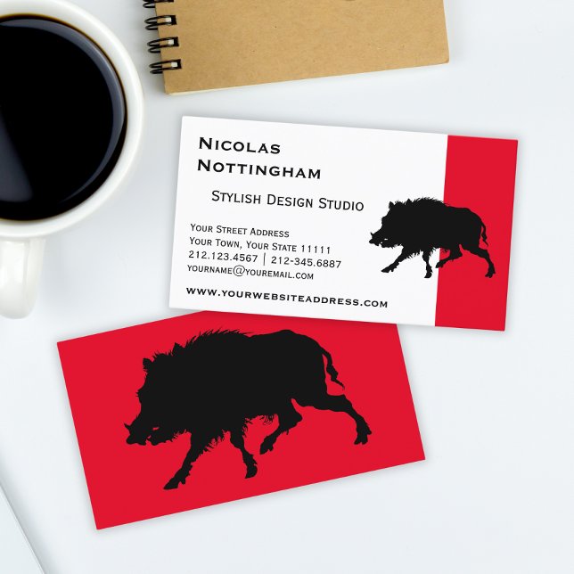 Carte De Visite Sanglier ou cochon sauvage Elégant Silhouette (Créateur téléchargé)
