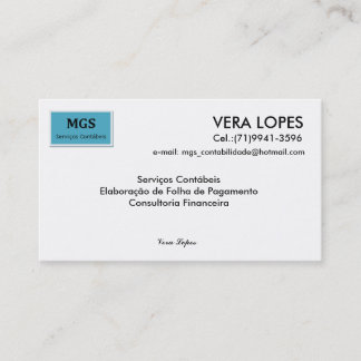 Carte De Visite Sans titre, VERA LOPES, courrier électronique :