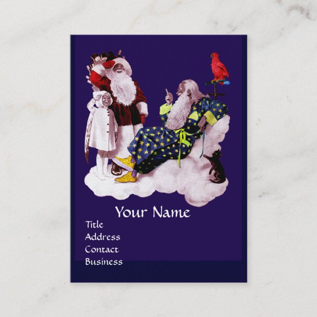 Carte De Visite SANTA CLAUS, PETITE ANGEL & MERLIN Noël Party (Devant)
