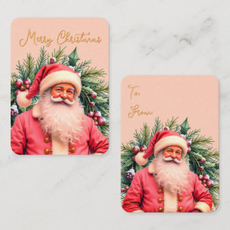 Carte De Visite Santa Claus Pink Artsy Gift Tag Idea