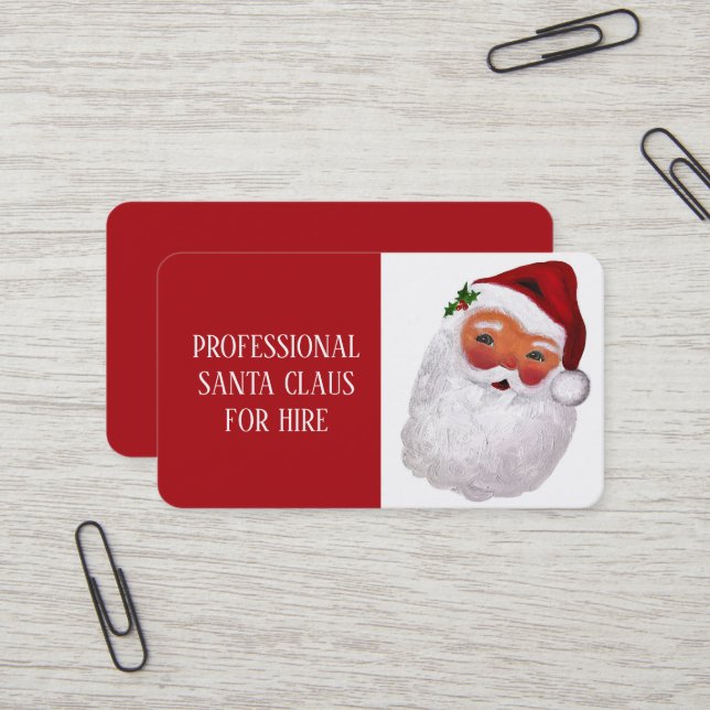 Carte De Visite Santa Claus Xmas Red Hire Sleigh Professionnel (Devant/Arrière en situation)