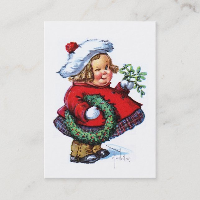 Carte De Visite Santa Elf avec la guirlande (Devant)