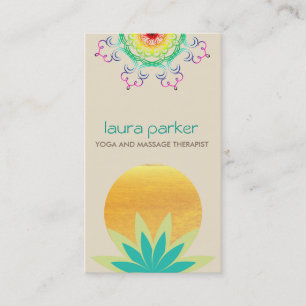 Carte De Visite Santé curative de Lotus de fleur de yoga vert de
