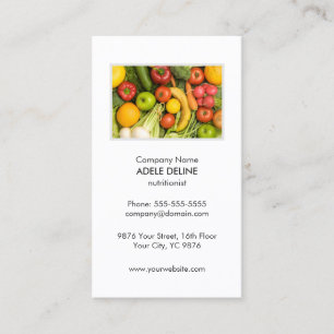 Carte De Visite Santé nutritionniste unique des légumes propres