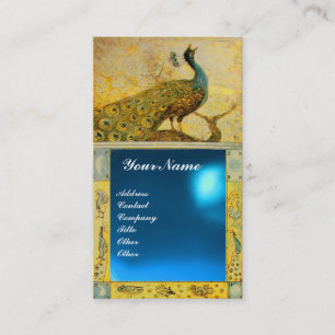 Carte De Visite Saphir de bleu de jaune de MONOGRAMME de PAON