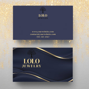 Carte De Visite Sapphire Bleu de luxe avec bijoux en or