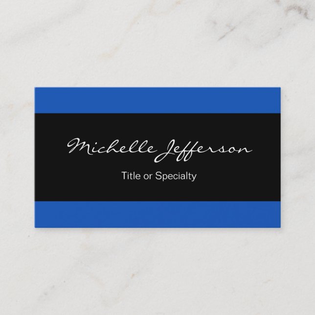 Carte De Visite Sapphire Bleu Noir Lin Contemporain tendance (Devant)