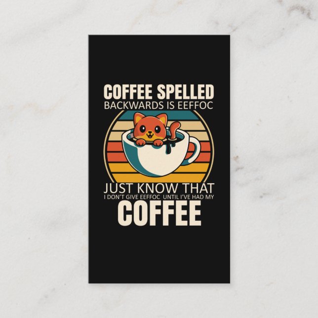Carte De Visite Sarcastic Cat Café Lover Barista Caffeine (Devant)