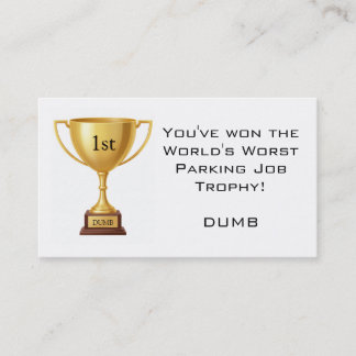 Carte De Visite Sarcastic Parking Trophy