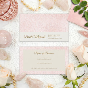 Carte De Visite Satin rose Perle Simple Avec Élégant Script Or