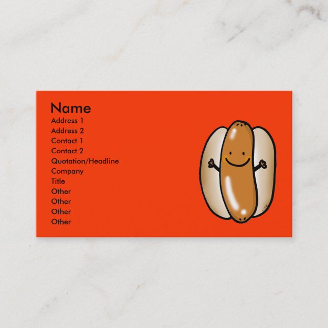 Carte De Visite saucisse de hot-dog de barbecue (Devant)