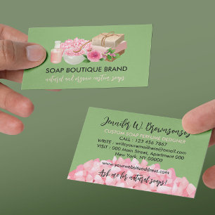 Carte De Visite Savon artisanal fait main avec illustration verte